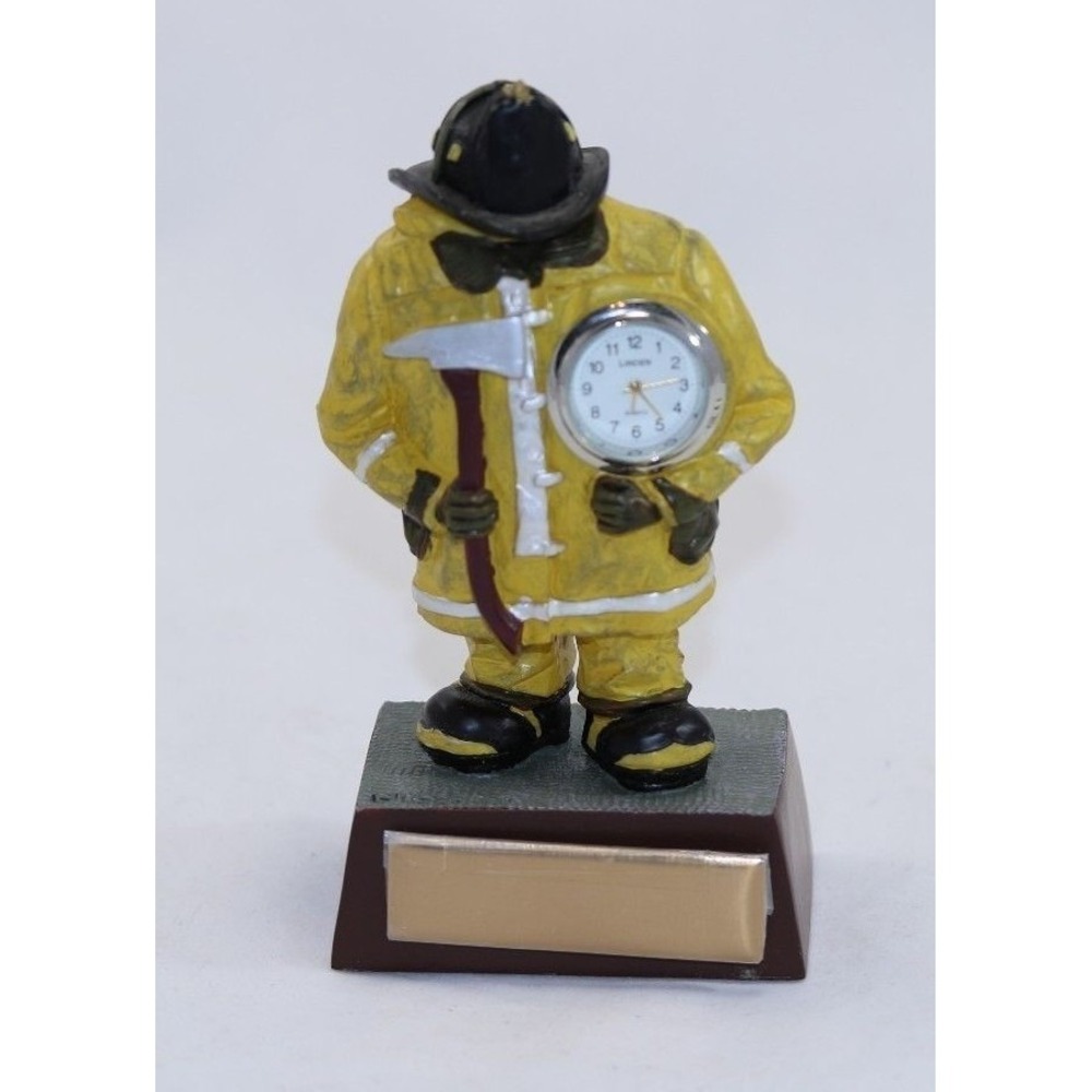Linden Clock Art by Giuseppi Firefighter Figurine Quartz Desk Clock New in Box